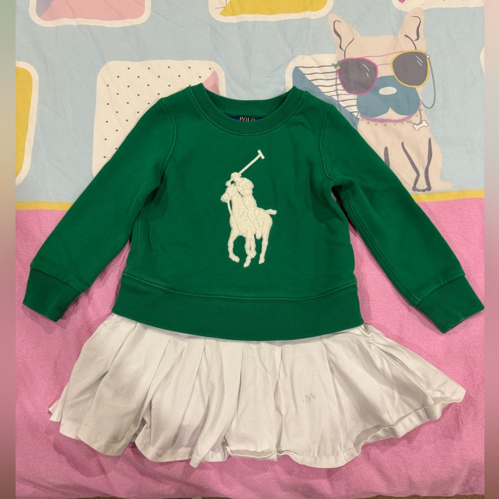 Polo by Ralph Lauren Green Sweatshirt with White Skirt